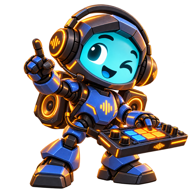 Robot musical con mesa de mezclas